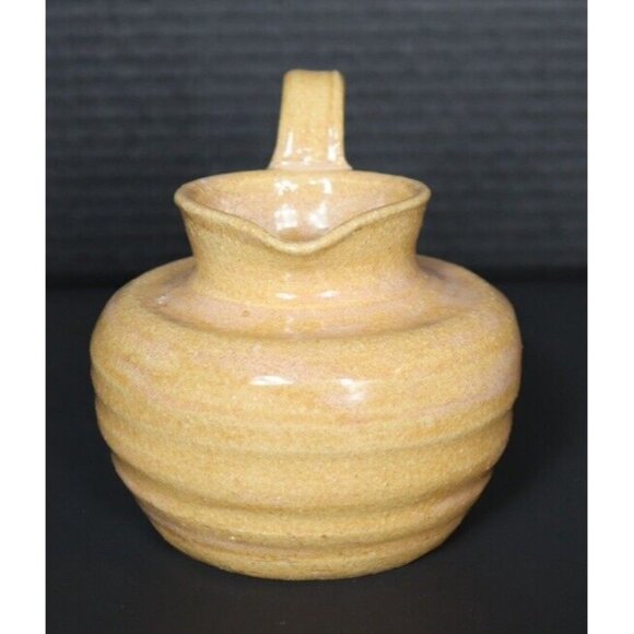 Rustic Yellow Organic Hand Thrown Art Pottery Pitcher signed Leni 3 - Picture 4 of 15